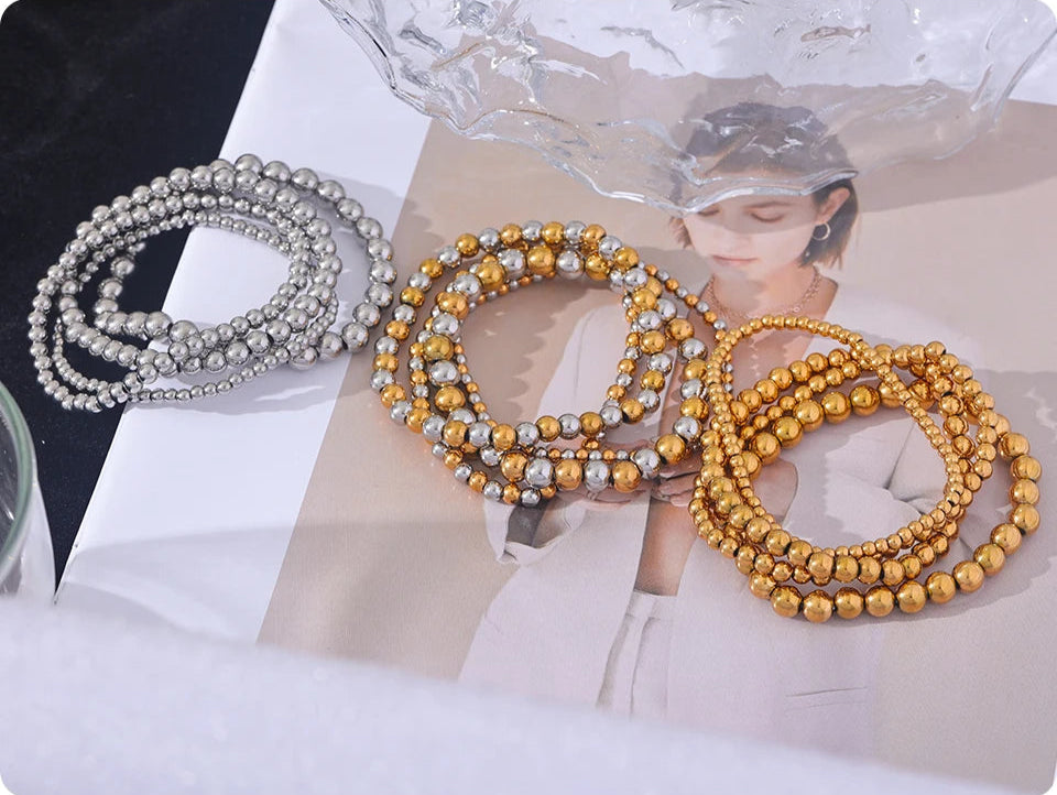 3 lots de bracelets femmes tendance en acier inoxydable argent et doré et mixte