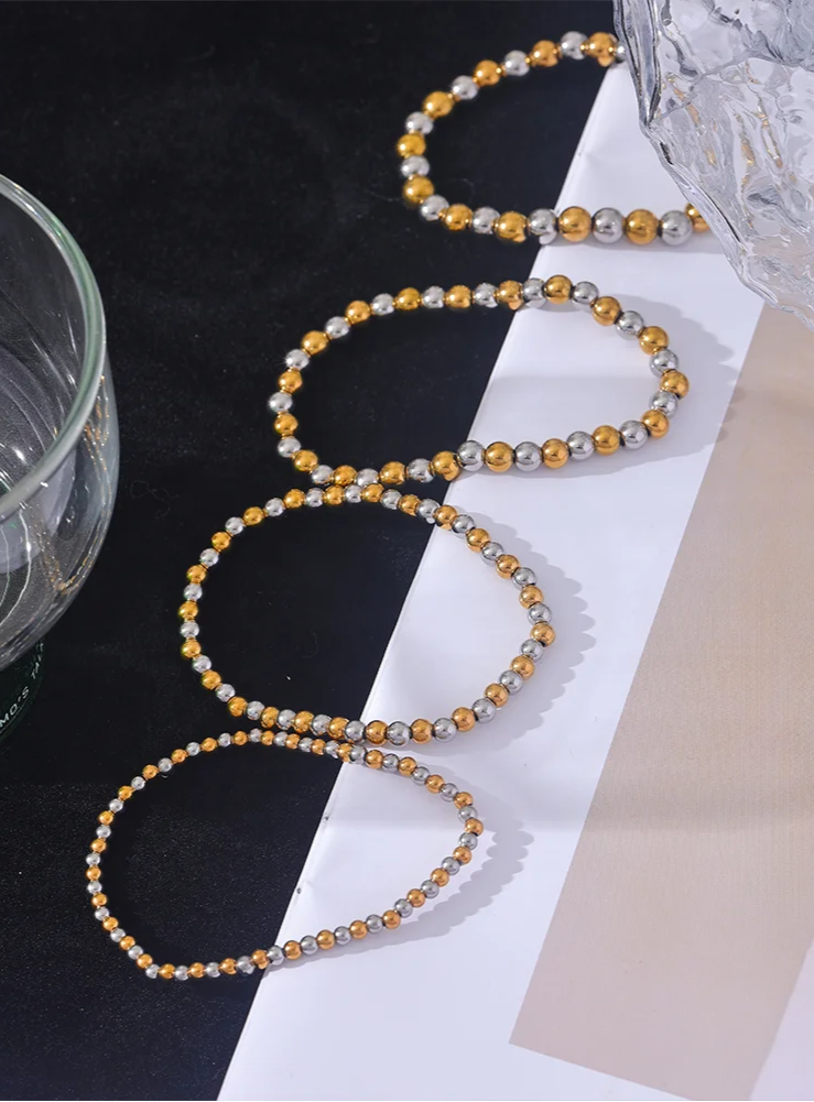 4 bracelets femmes tendance en acier couleurs mixte argent doré