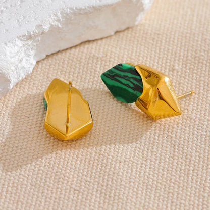 Boucle d’oreille acier inoxydable – le vert malachite ultra désirable