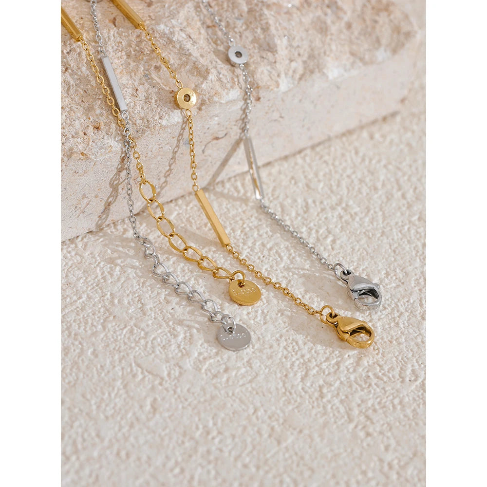 Bracelet acier inoxydable - chaîne fine en zircone