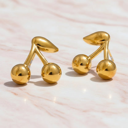 boucle d’oreille acier inoxydable style cerise brille comme l'or