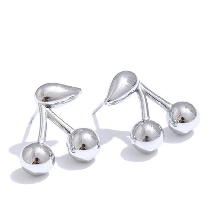 boucle d’oreille acier inoxydable style cerise brille comme l'argent