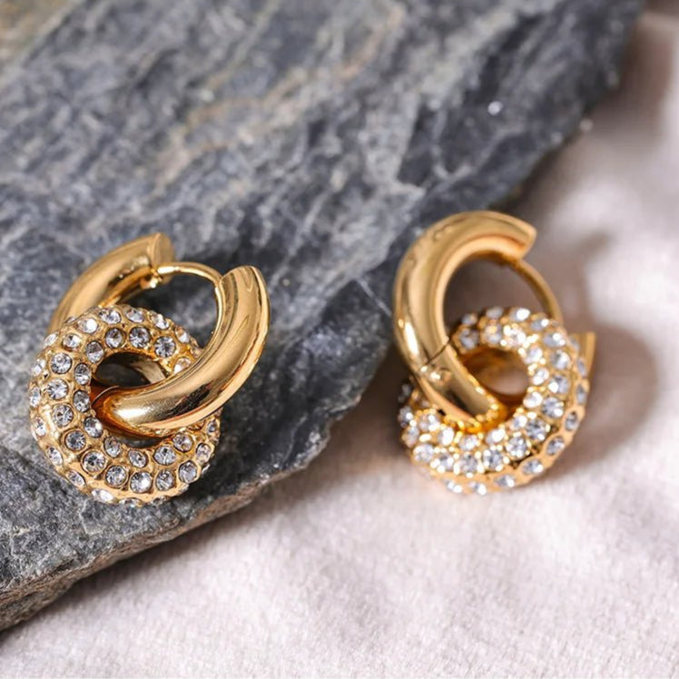 boucle d’oreille acier inoxydable dorée avec design parisien