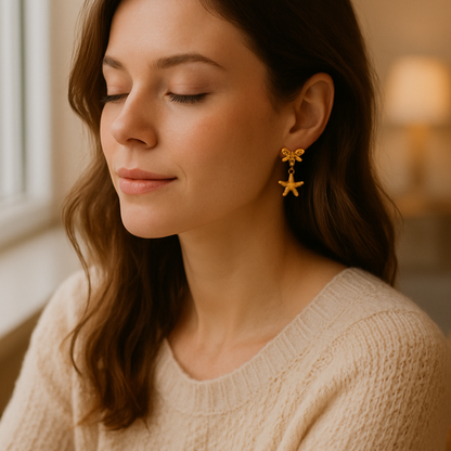 boucle d’oreille noeud acier inoxydable étanche et plaquée or PVD pour briller sans limite