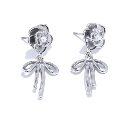 boucle d'oreille noeud acier inoxydable couleur argent