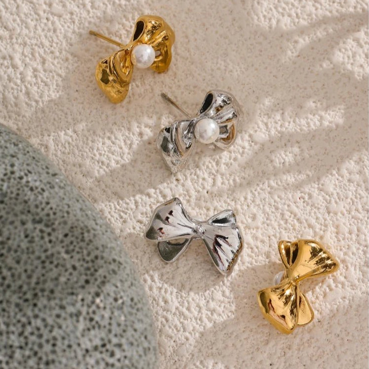 boucle d oreille noeud style français en argent et doré