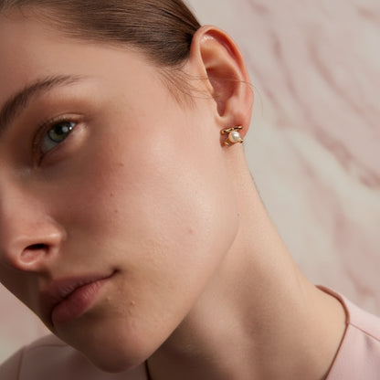 boucle d oreille noeud minimaliste en acier doré