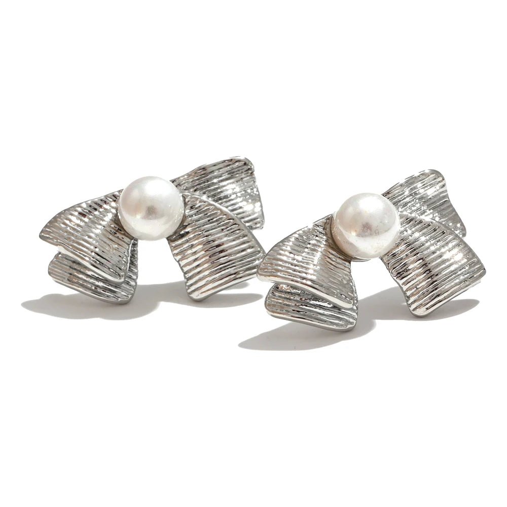 boucle d oreille noeud  acier inoxydable couleur argent