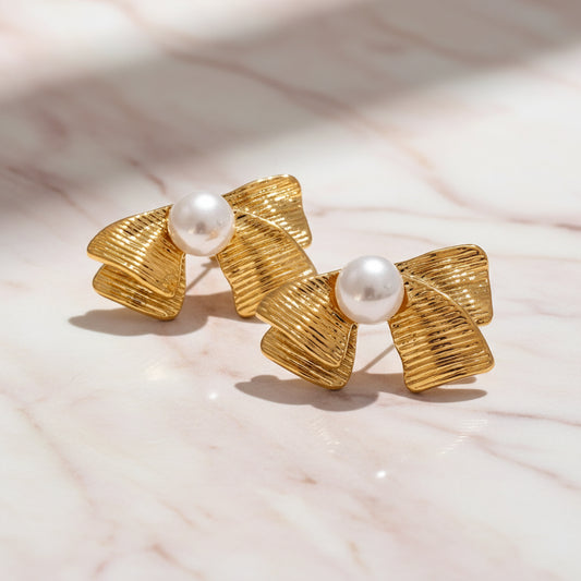 boucle d oreille noeud  acier inoxydable couleur doré