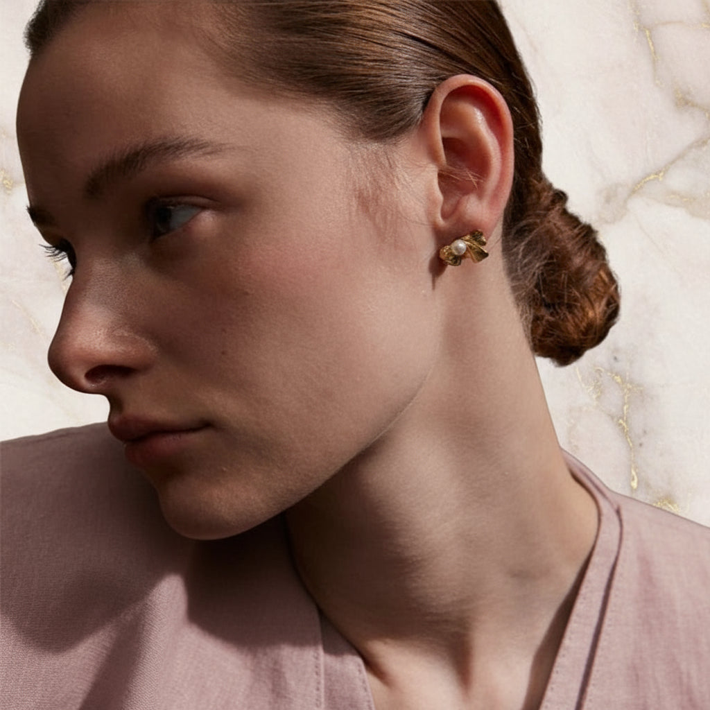 boucle d oreille noeud en acier inoxydable doré