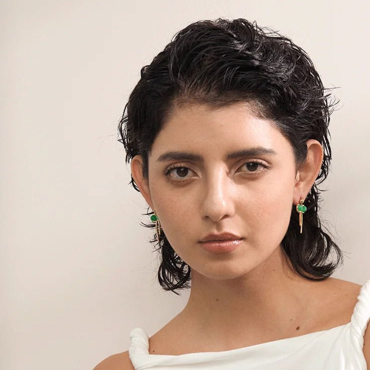 Boucle d’oreille vert minimaliste