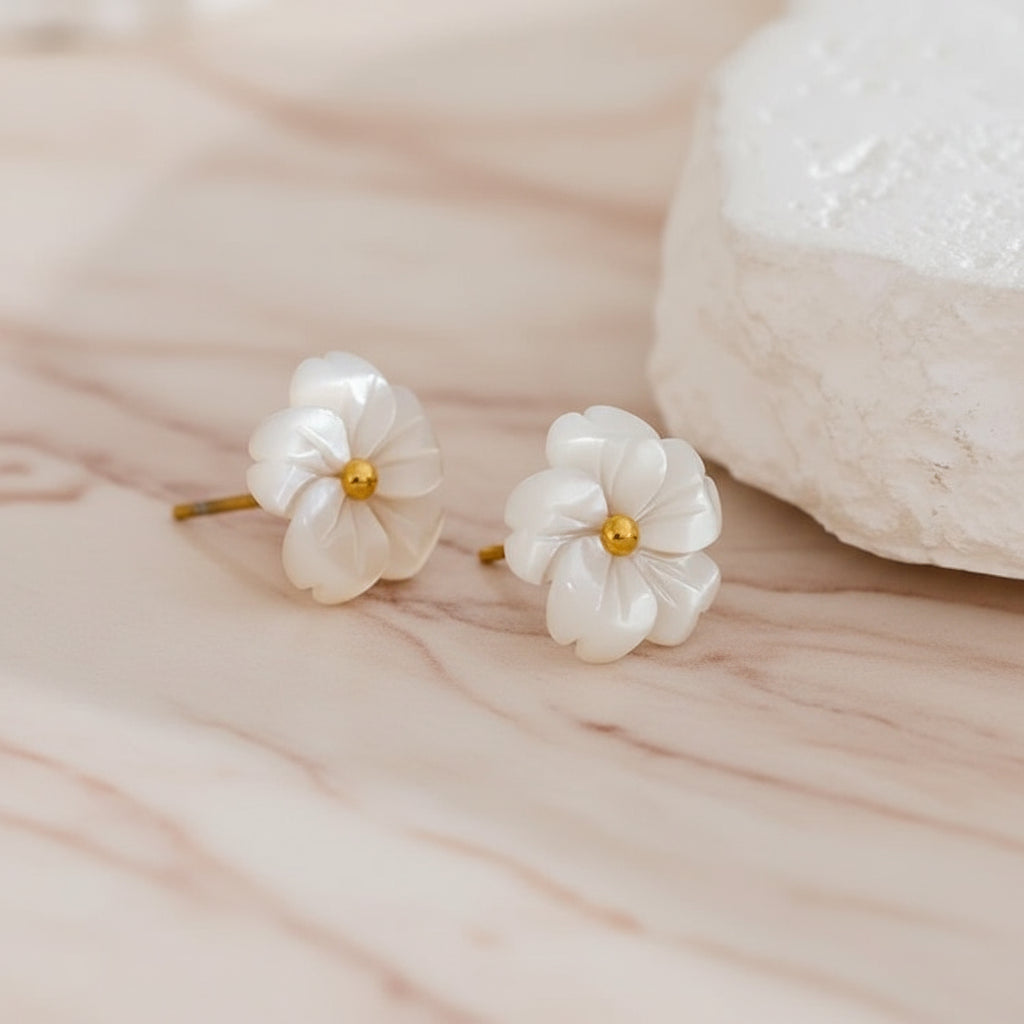 boucles d oreilles fleurs douceur marine en acier inoxydable