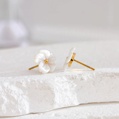 boucles d oreilles fleurs avec tige doré acier inoxydable