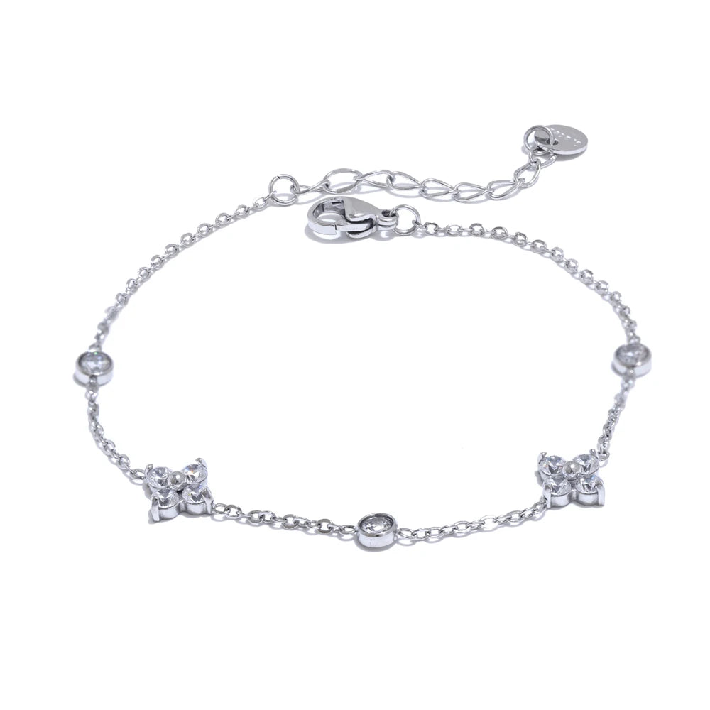 bracelet-acier-inoxydable-chaîne-de-fleurs-en-zircone-cubique-fine-argent
