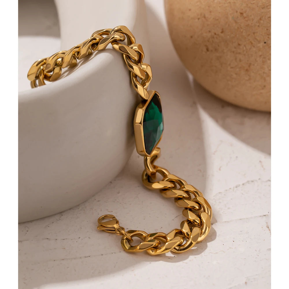 bracelet-doré-femme-éclat-vert