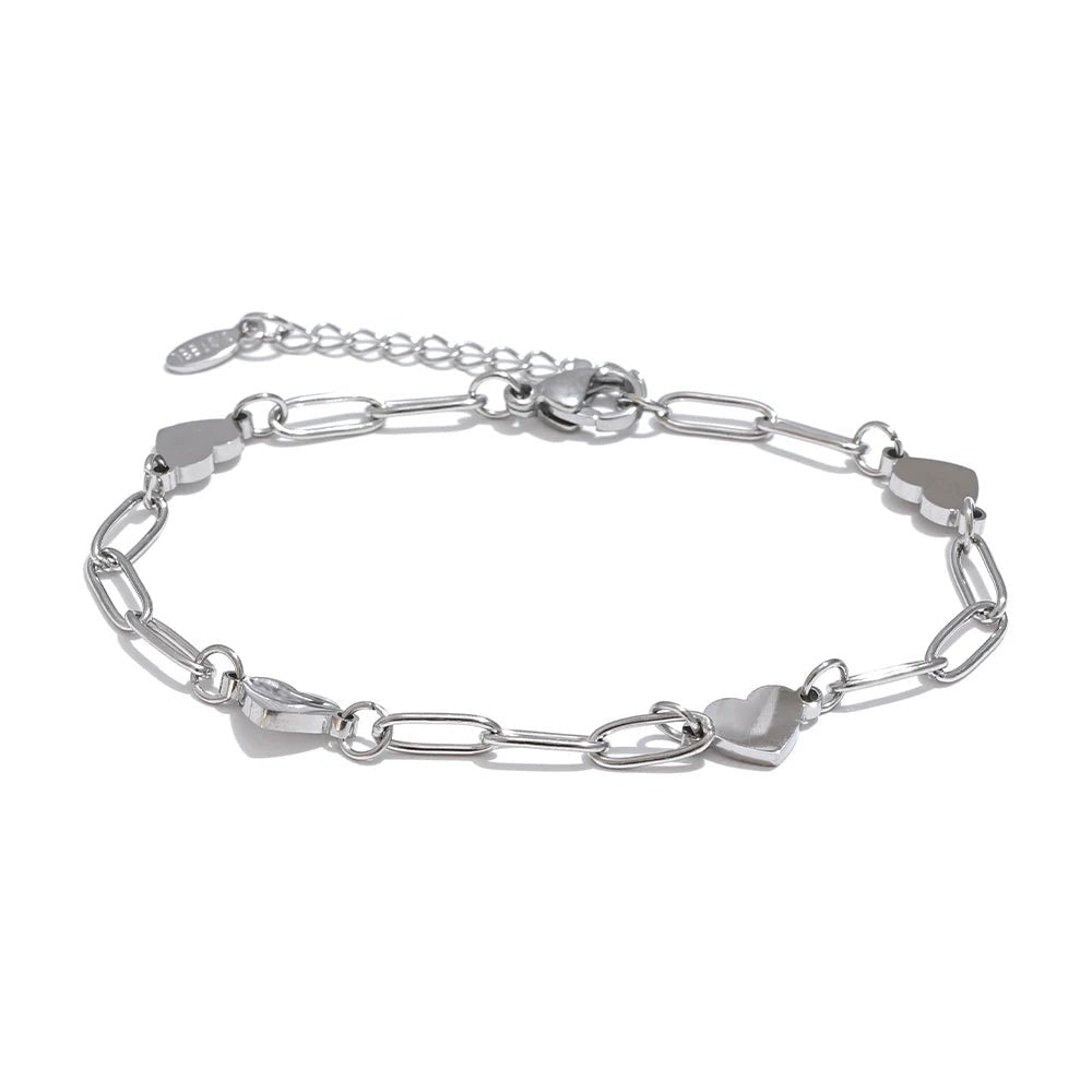 bracelet-en-acier-inoxydable-cœur-pour-un-charme-argent