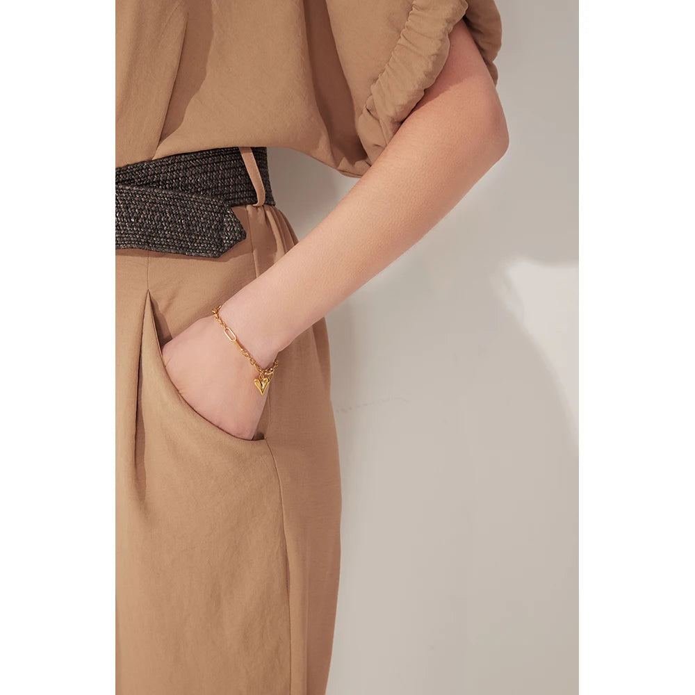 bracelet-en-acier-inoxydable-double-coeur-doré