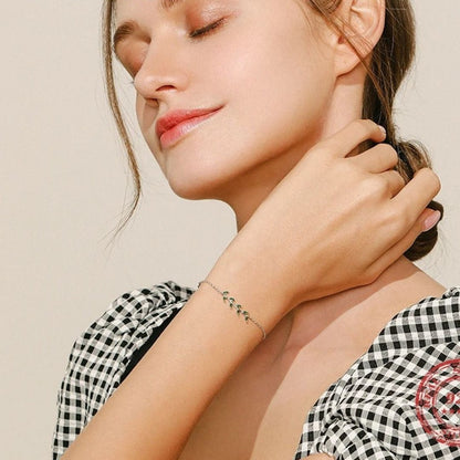 bracelet-femme-argent-éclat-zircone-verte