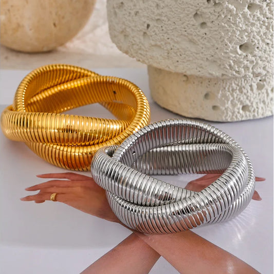 bracelet femme tendance en deux couleurs argent et doré