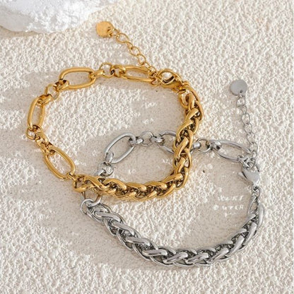 en acier inoxydable et de deux couleurs gold et argent ce bracelet femme tendance est disponible