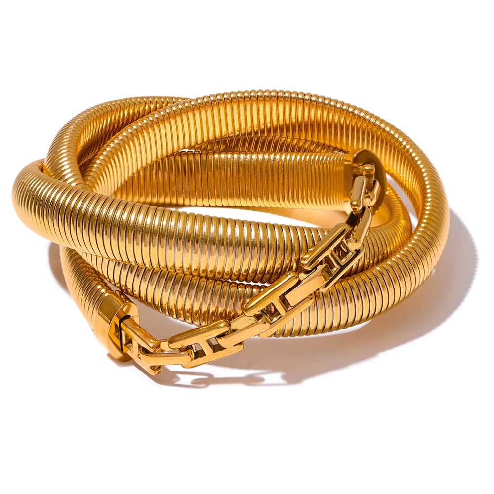 bracelet femme tendance luxe et elastique en acier doré