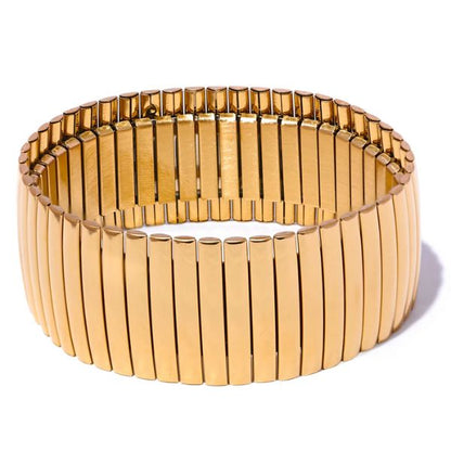 bracelet femme tendance en acier plaqué en or style large couleur doré