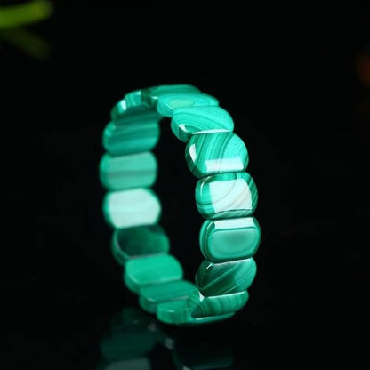bracelet malachite perles rectangulaires verte