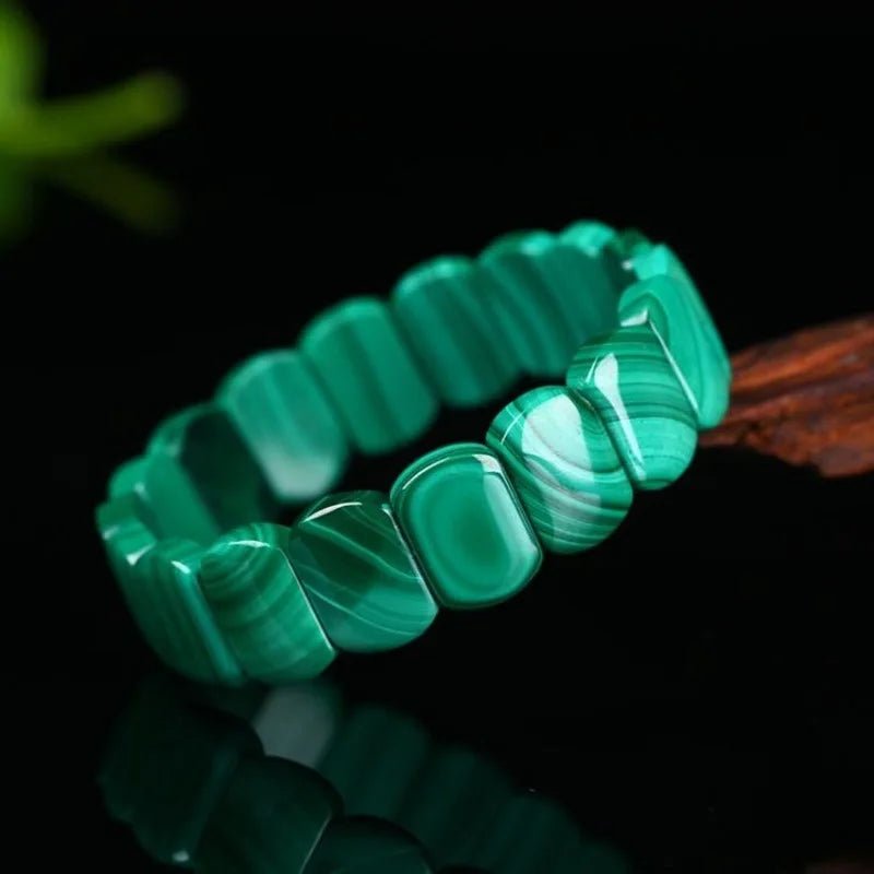 bracelet malachite perles rectangulaires 5a