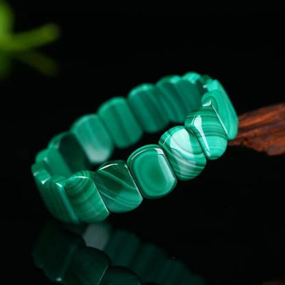 bracelet malachite perles rectangulaires 5a