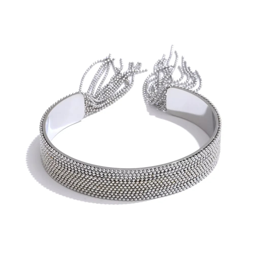 ce manchette bracelet tendance du moment en acier 316 plaqué or argent