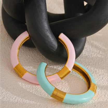bracelet tendance femme en deux couleurs beu et rose et en acier inoxydable de haute qualité