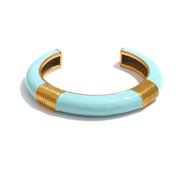 le bracelet tendance femme de couleur bleu en acier inoxydable