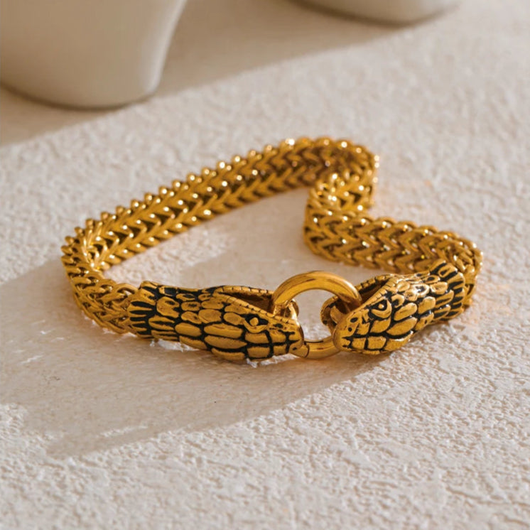 bracelet tendance femme serpent en acier inoxydable plaqué en or