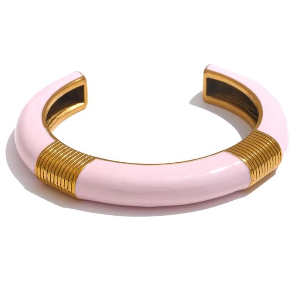 le bracelet tendance femme de couleur rose en acier inoxydable