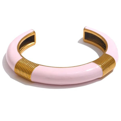 le bracelet tendance femme de couleur rose en acier inoxydable