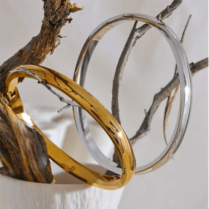 bracelets joncs femme purement acier inoxydable en deux couleurs argent et doré