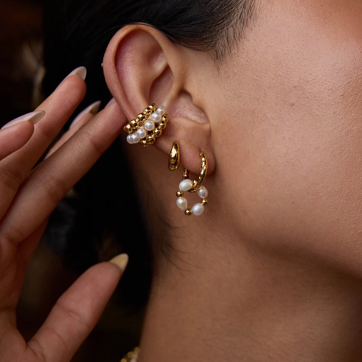 ear cuff perlé raffiné et tendance pour femme 