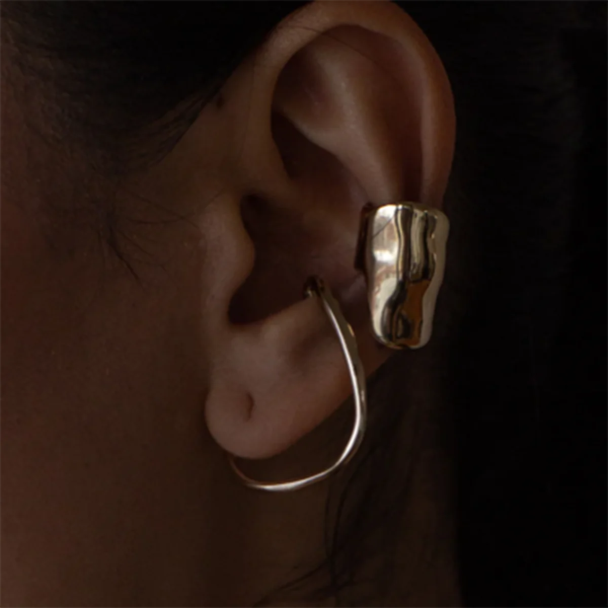 ear cuff tendance parisienne en acier inoxydable doré