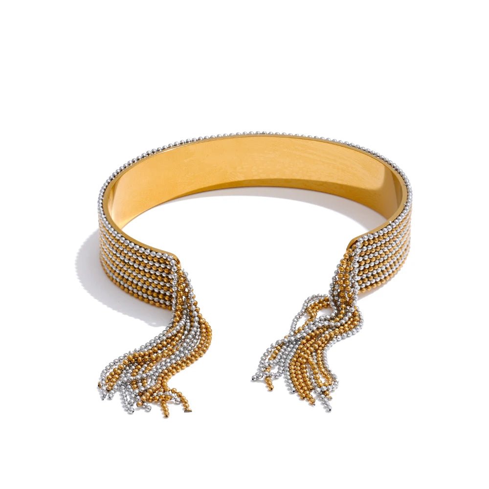 plaqué en or 18 k ce bracelet tendance du moment style manchette mixte de couleur argent et doré