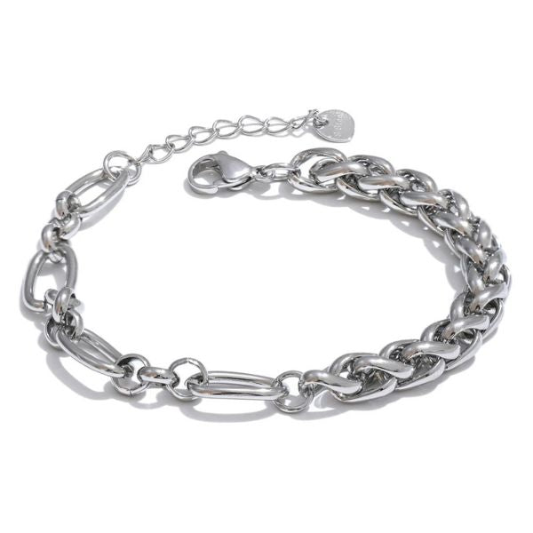  ce bracelet femme tendance est en acier inoxydable  plaqué or couleur argent
