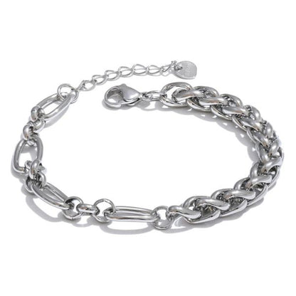  ce bracelet femme tendance est en acier inoxydable  plaqué or couleur argent