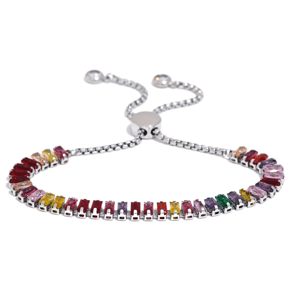 bracelet femme tendance argent coloré en acier plaqué en or